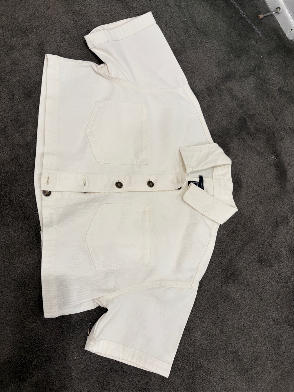 Forever 21 Cream Short-Sleeve Denim Jacket
